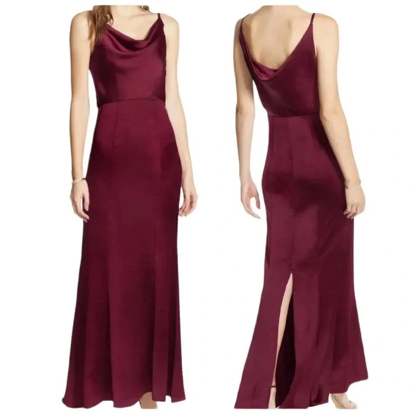 Chi Chi London Alexandria Cowl Neck Satin Trumpet Gown Burgundy Size 4 NWT - Picture 1 of 11